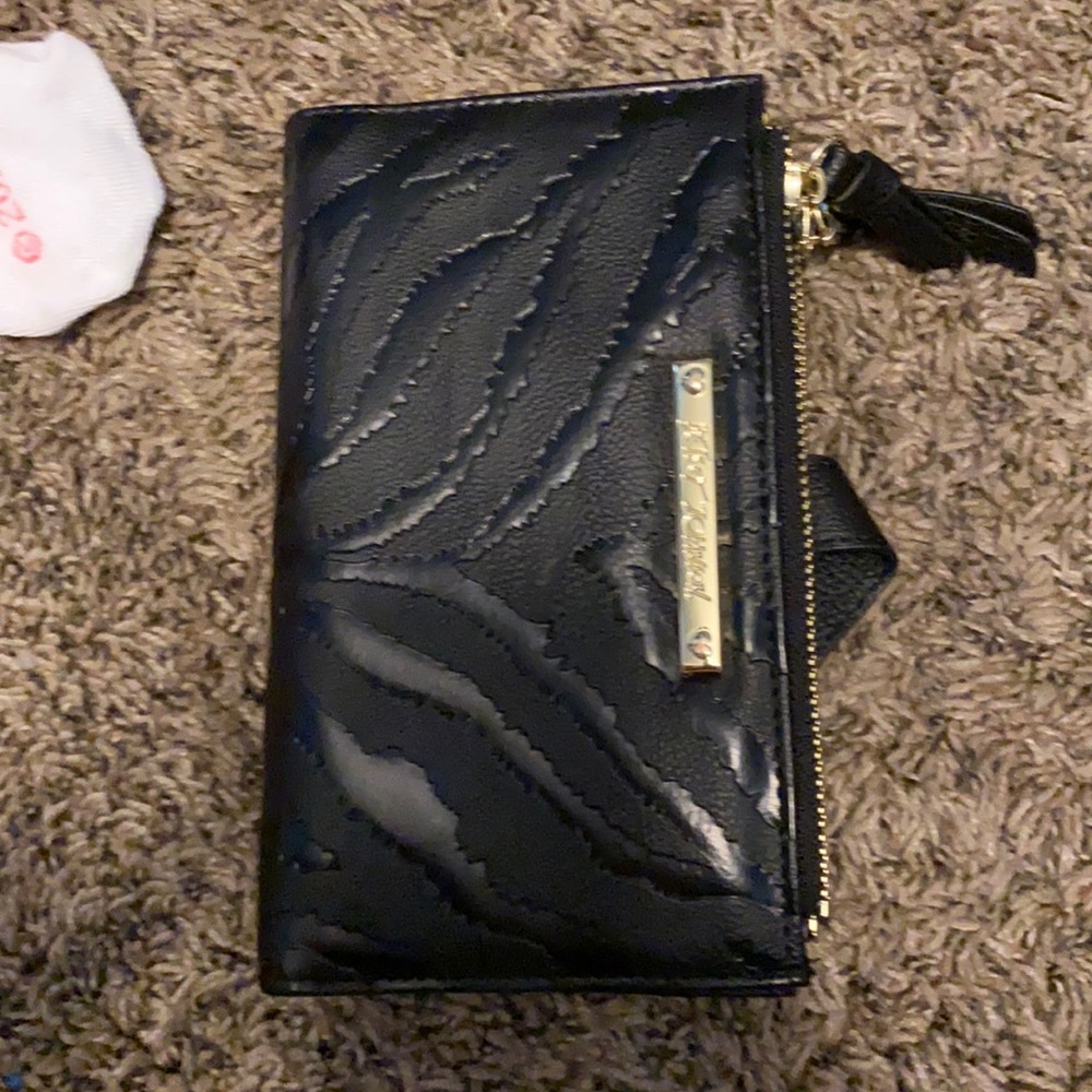 Betsey Johnson black zebra wallet